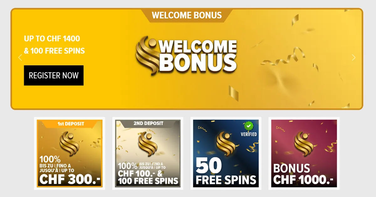 SwissCasinos Main Bonuses